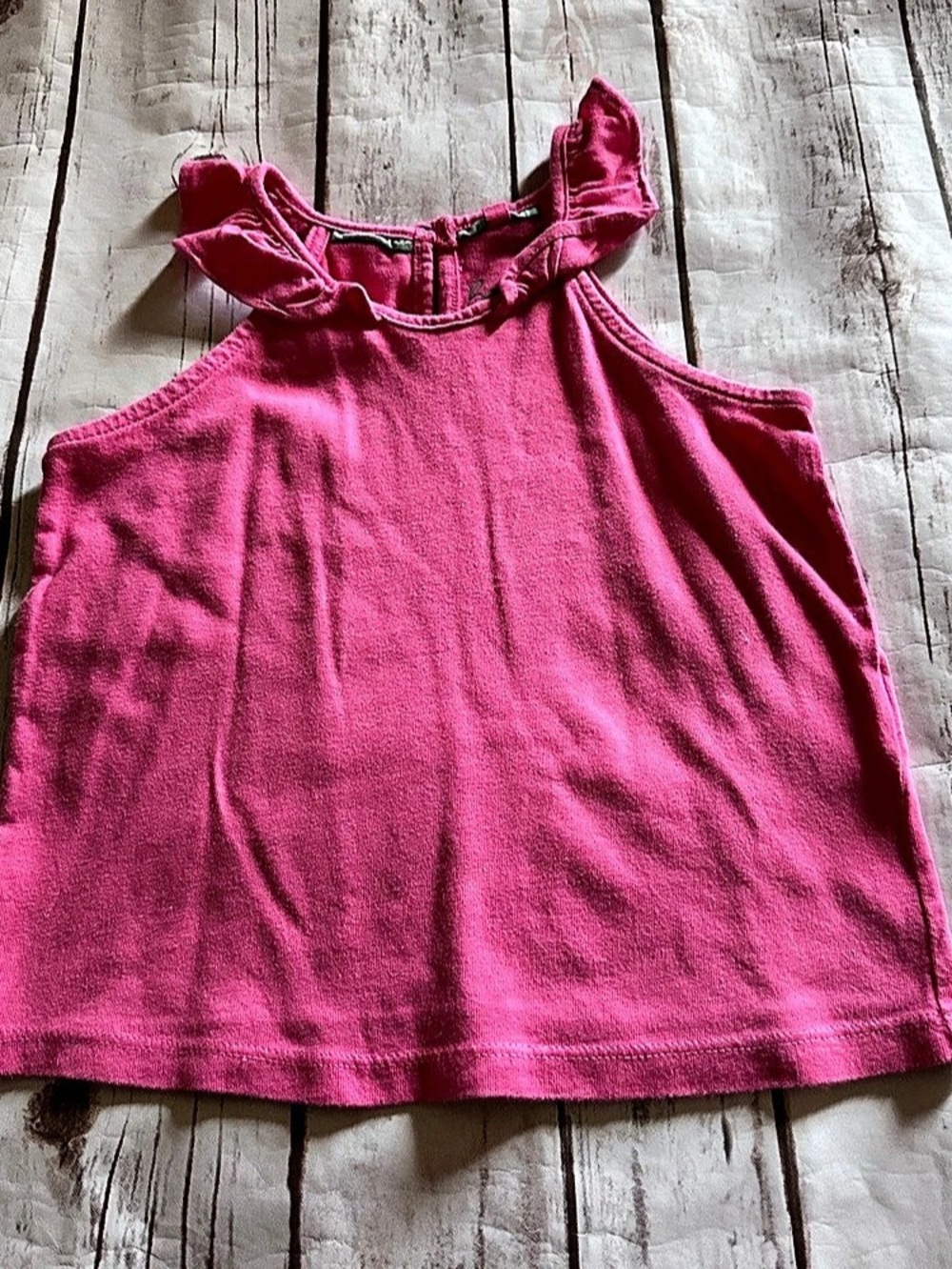 Mini Boden pink tank top with ruffle neckline 3/4 guc light ww